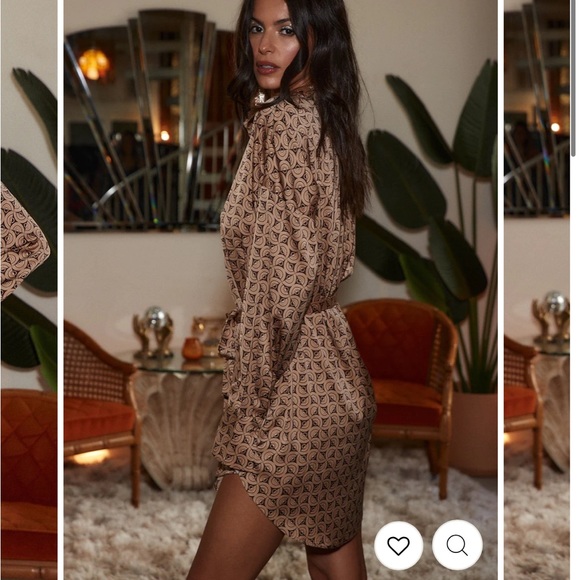 12thTribe AFTER DARK BROWN RETRO SATIN MINI DRESS Large **Sold out online** - Picture 6 of 6